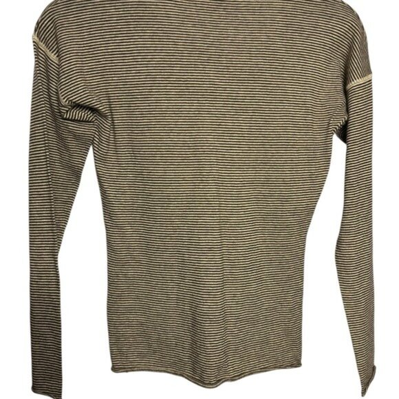 Banana Republic Women’s Sweater Size S V Neck Striped Brown Tan Cotton Angora - Picture 4 of 8